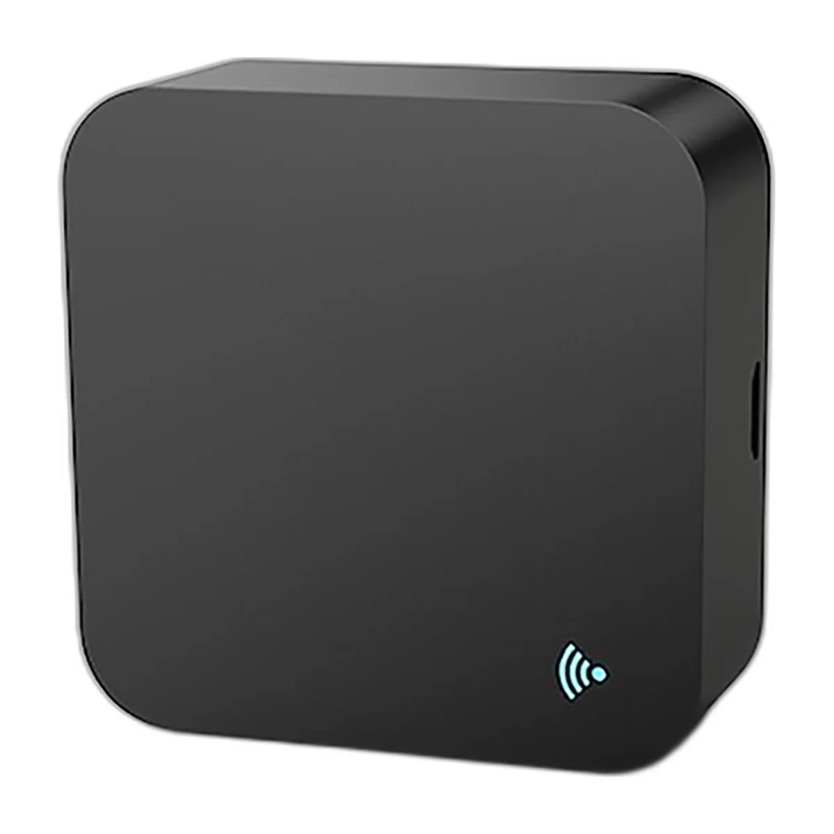 Boîtier noir carré de télécommande infrarouge Wi-Fi universelle, vue de trois quarts — vue 1