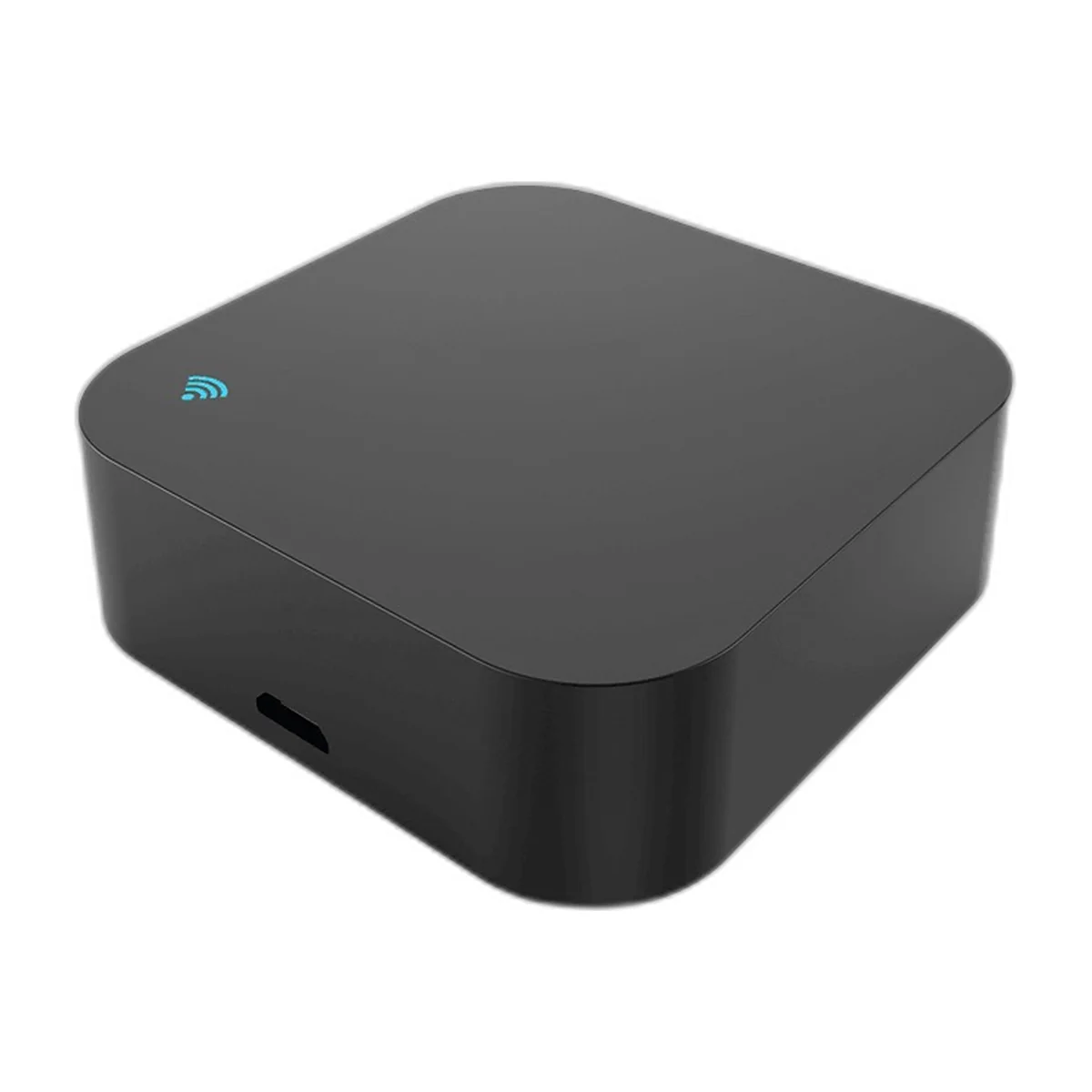 Boîtier noir carré de télécommande infrarouge Wi-Fi universelle, vue de trois quarts — vue 2