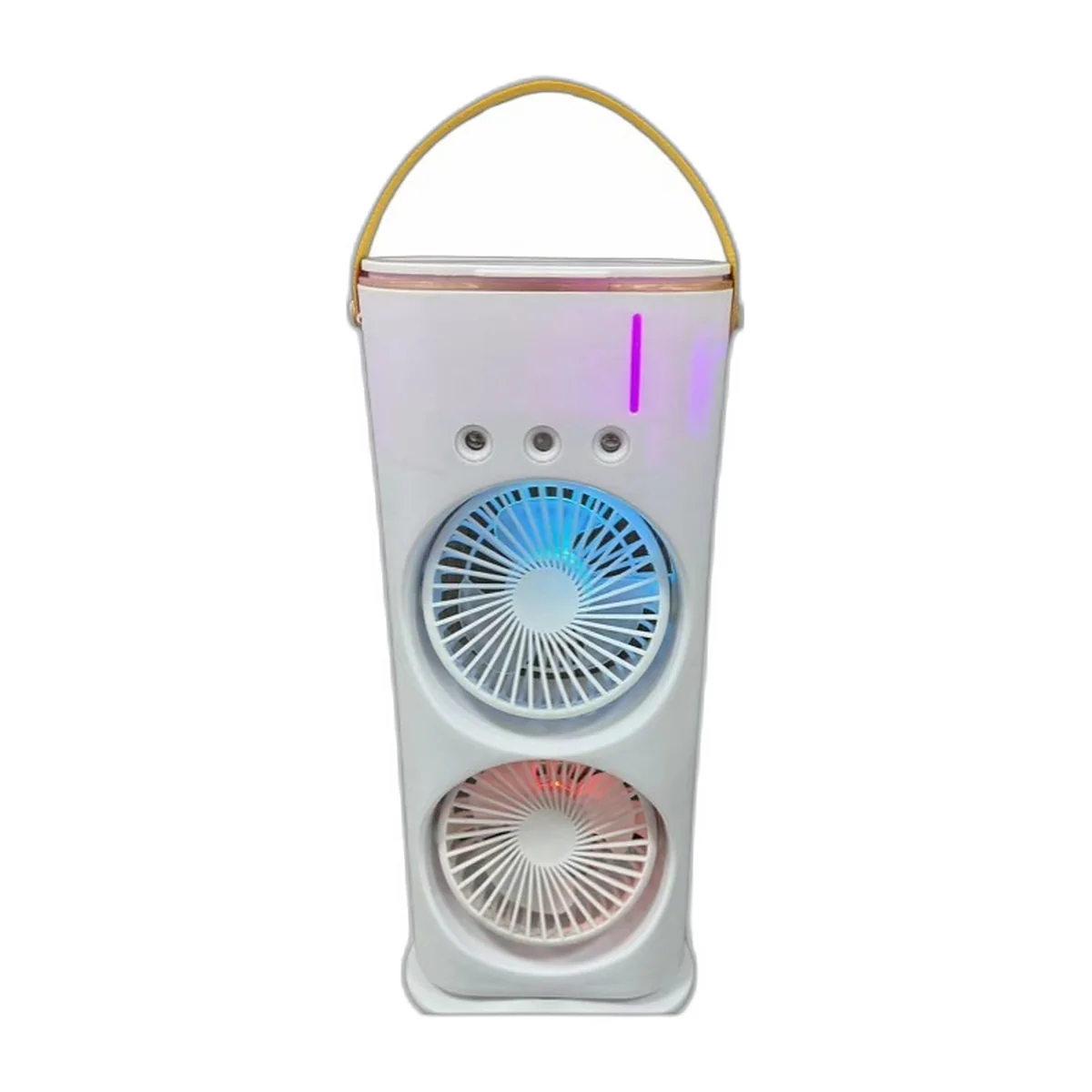 Ventilateur brumisateur blanc à double tête, colonne verticale avec deux hélices — vue 4