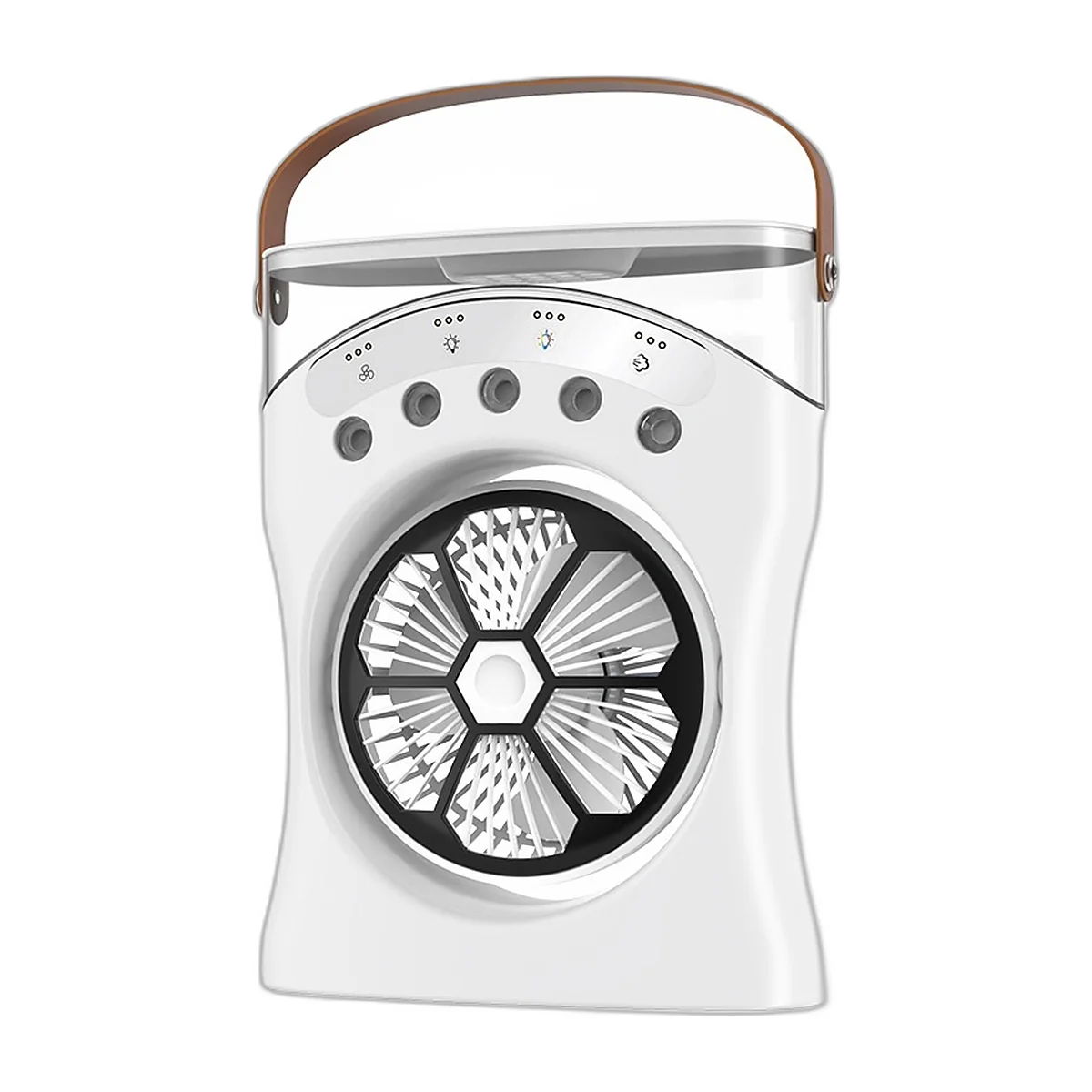 Ventilateur brumisateur de table à poignée, 5 buses, 3 600 mAh : photo du produit — vue 1