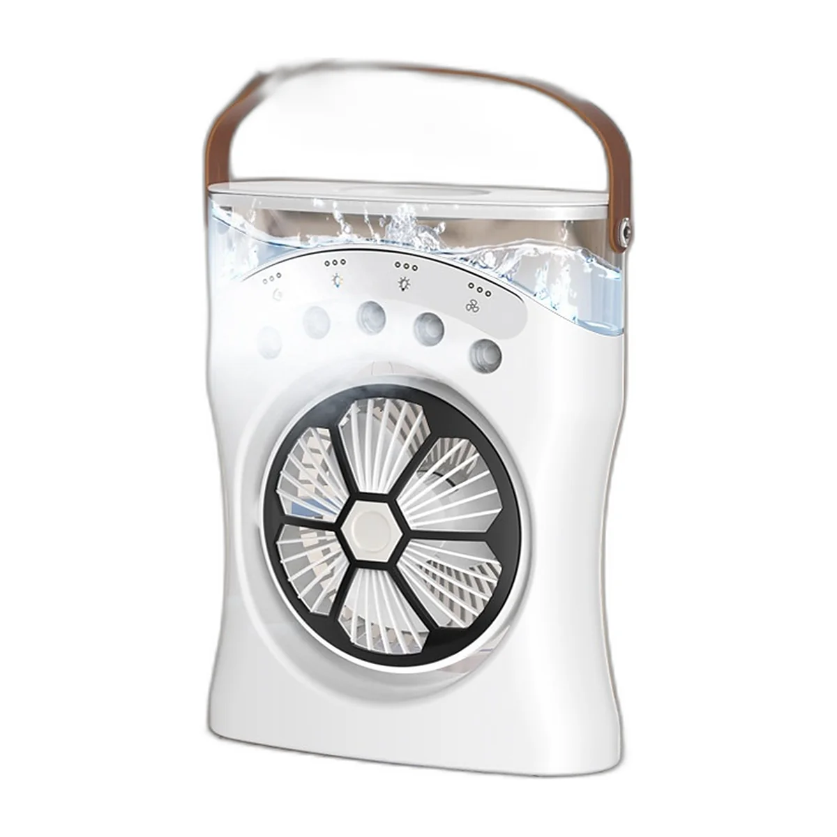 Ventilateur brumisateur de table à poignée, 5 buses, 3 600 mAh : photo du produit — vue 4