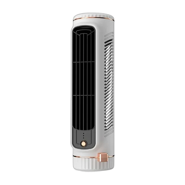 Ventilateur colonne de bureau blanc à grille verticale et bouton de commande