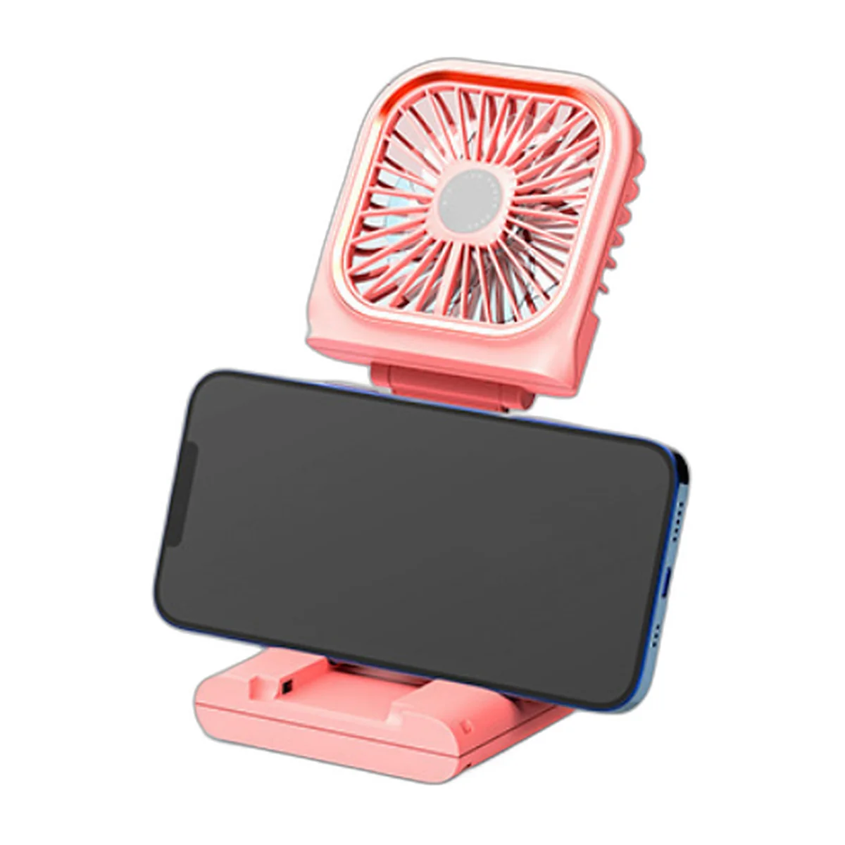 Ventilateur pliant à cordon avec support de téléphone, 3 000 mAh : photo du produit — vue 1