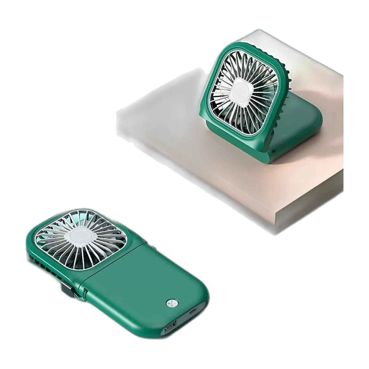 Ventilateur pliant à cordon avec support de téléphone, 3 000 mAh : photo du produit — vue 3
