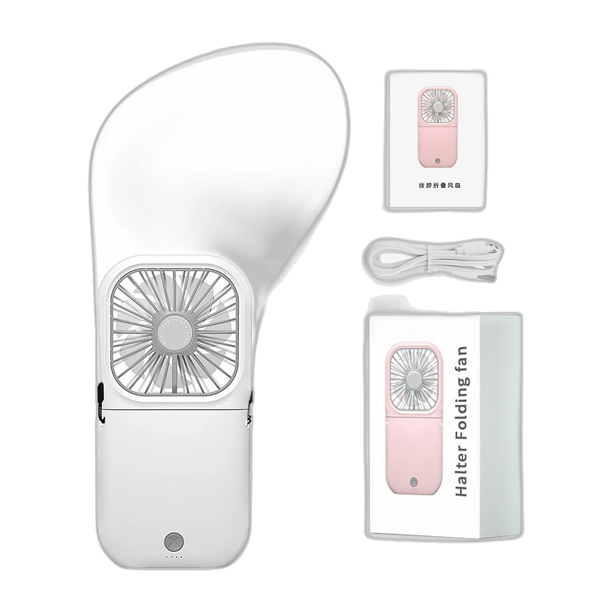 Ventilateur pliant à cordon avec support de téléphone, 3 000 mAh : photo du produit — vue 5